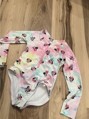 Girls Minnie Mouse Disney Jr. Pastel Tie-Dye One-Piece bathing suit size 4